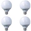 LEDLUX 4 PCS Lampada Led E27 Globo G95 15W 220V, Bianco Freddo 6500K, Diametro 95mm Lunghezza 133mm