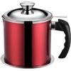 Zoegneer Piccola friggitrice giapponese per friggitrice a bacon, in acciaio inox, con coperchio e filtro (rosso)