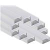 AFTERTECH 10x 3metri (30M) 1708 17x8mm Profilo Alluminio Silver Per Strisce Strip Led Barra Rigida 3MT + Copertura OPACA (10x 3metri 1708 fog)