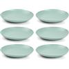 Acan Tradineur - Confezione da 6 piatti piani, realizzati in plastica, adatti per uso alimentare, forno a microonde e congelatore, Ø 20 x 2,7 cm, colore verde pastello