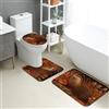 Generic Set di tappetini da bagno autunnali, 3 pezzi, rustici, con lontra selvatica, assorbente, antiscivolo, a forma di U, lavabile, in memory foam, ad asciugatura rapida, set di tappeti da bagno in memory