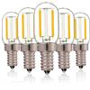 Generic HongHeFu Illuminazione, Confezione da 5, lampadina a filamento LED Cob T22 12V-24VDC/AC 1W E12/E14 for frigorifero, lampadine decorative vintage, bianco caldo 2700K(1W E14 12V 14V)