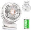 Lergas Ventilatore piccolo con clip, ventilatore USB da 10000 mAh, silenzioso, rotazione a 360°, mini ventilatore portatile, 4 velocità, ventilatore oscillante per esterni, campeggio, carrozzina, casa