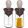 TINMIX Distributore di Olio con Pennello - Confezione da 2 Flaconi Dispenser di Olio d'Oliva in Vetro da 180ml con Pennello per Ungere per Cucinare Friggere Cuocere in Cucina, T-OB21 Grigio