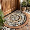 YongXinMY Zerbino mezzo rotondo per porta d'ingresso, per esterni, motivo astratto ciottoli con retro antiscivolo, in velluto, tappeto semicircolare, per portico, bagno, cucina, uso interno (#06,60 x 90 cm)