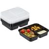 Relaxdays 20 contenitori per pasti, 3 scomparti, 1000 ml, adatti al microonde, scatole alimentari in plastica, set
