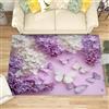Generico 3D Tappeto Salotto Pelo Corto 120x180 cm, Farfalla Lilla Bianca Tappeto Camera Per Bambini Antiscivolo Lavabile, Viola Tappeti Decorazione per Corridoio, Soggiorno, Sala