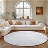 SIMPEX Tappeto Rotondo Bianco 160 cm Tappeto Lavabile a Pelo Corto, Rotondo, Antiscivolo e Morbido, Design Monocromatico Moderno per Soggiorno, Camera da Letto, Cucina e Corridoio