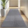 Carpettex Tappeto Runner Argento 80x250 cm Tappeto Lavabile a Pelo Corto, Antiscivolo e Morbido, Design Monocromatico Moderno per Camera da Letto, Cucina e Corridoio