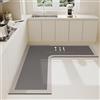 Treer Tappeto Cucina Antiscivolo Lavabile, Forma a L Tappetino Runner Moderni Tappetino Diatomite Assorbente Passatoia Corridoio per Camera da Letto Ingresso Bagno (Grigio,100 * 100 * 45cm)