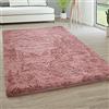 Paco Home Tappeto Salotto Pelo Lungo Soggiorno Pelliccia Finta Shaggy Morbido Monocolore, Dimensione:120x160 cm, Colore:Rosa Scuro