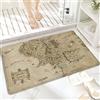 ANNKOOT Tappeto da Bagno in Microfibra, Tappetino da Bagno Antiscivolo,Mappe della Terra di Mezzo,Morbido, Facile da Pulire, Molto Assorbente per Bagno, Camera da letto, Interni 60x100 cm