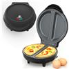 SUPERLEX Macchina per omelette rotonda, 750 W, cuociuova elettrico con rivestimento antiaderente e doppio riscaldamento, fa 2 omelette, non si capovolge, per omelette, uova strapazzate e uova al