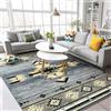 Softlyle Tappeti Salotto 110 x 150 cm Tappeto Antiscivolo Lavabile in Lavatrice per Camera da Letto Soggiorno e Sala da Pranzo Traditional Geometric Blue Beige Black Gray