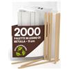 Baciato Caffè 2000 Palette Lunghe da Caffè e Cappuccino Monouso in Legno di Betulla da 11cm - Imbustate Singolarmente, Biodegradabili e Compostabili, Resistenti al Calore per Mescolare Caffè e Bevande