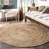 Ripaz Vogue - Tappeto rotondo in iuta, intrecciato, per soggiorno, camera da letto, cucina, corridoio (beige, 250 x 250 cm)