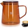 Cyrank Server per caffettiera in vetro da 500 ml, caraffa per caffè trasparente teiera in vetro teiera in vetro con coperchio maniglia server per caffè ristorante per bar(Marrone)