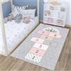 Xisnuient Tappeto Motivo con Cartoni Animati,Tappeti Interattivi per L'apprendimento e il Gioco Genitori-figli,Decorazione per Comodino per Camera da Letto,Sala Giochi per Bambini Carpet (Gray,100x150 cm)