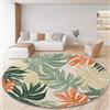 Generic Rotondo Tappeto Salotto Pelo Corto, Piante Tropicali Foglie Texture stampato, Moderno Decorazione Moquette Antiscivolo Soggiorno Bambini Camera da Letto Domestica Tappeti (Colorato, Diametro 140 cm)