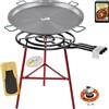COMBOI Set bruciatore paella per gas butano 70 cm padella paella 90 cm regolatore gas tubo supporto per piedini rinforzati piano grembiule, ricettario digitale