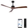 CREATE / WIND LARGE DC/Ventilatore da soffitto con WIFI XL, con motore DC nero, con pale in legno scuro/Silenzioso, timer