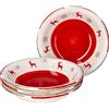MamboCat Rentier Unik - Set di 4 piatti fondi, 450 ml, 4 persone, Ø 21 cm, per Natale, con cervi e fiocchi di neve, piatto per spaghetti, insalata, ciotola in gres