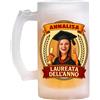 Bombo Boccale da Birra Personalizzato Laurea "Laureata dell'Anno" con Nome e Foto - Regalo Originale per Neo Dottoressa - Vetro Satinato 500 ml - Gadget Festa di Laurea Donna