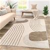 TT Home Tappeto Camera Da Letto Soggiorno Pelo Corto Disegno Geometrico 3D Astratto, Colore:Beige Crema, Dimensione:120x160 cm