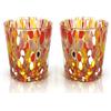 MAZZEGA ART & DESIGN - 2 Bicchieri Tumbler Colombina in Vetro Soffiati e Lavorati a Mano con Murrine di Murano, linea "I Colori di Murano" 350 ml. Made in Italy (ROSSO, 2)