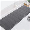 LINGKY Tappeto Bagno Assorbente - Tappetino Bagno Antiscivolo Waffle Assorbente ad Asciugatura Rapida 60x180 cm Grigio - Tappeto Bagno Antiscivolo Lavabile Morbido in Microfibra