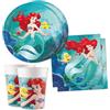 Lage Set Compleanno di Ariel per 24 invitati - Addobbi Decorazioni Stoviglie da Tavola La Sirenetta Mermaid Festa per Bambina Bimba - 24 Piatti di carta, 24 Bicchieri di Carta, 40 Tovaglioli di carta