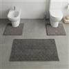 SUSANNA HOME DESIGN Set 3 Tappeti per Bagno Nero Antiscivolo Super Assorbenti in Ciniglia - Parure Tappetino Doccia o Vasca, Tappeto Bidet, Tappeto WC, OEKO-TEX