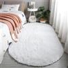 Hearda Tappeto Ovale Salotto Pelo Lungo Shaggy, Tappeto Peloso per Camera da Letto Morbido e Soffice Tappetino Peloso Pelo Lungo Moderno Lavabile con Fondo Antiscivolo (Bianco,100x200cm)