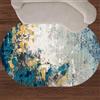 Taidianolp Tappeto Salotto Moderno Pelo Corto, Blue,Oval 90 x 120 cm,Modelli moderni colorati blu senape giallo grigio crema,Decorazioni Soggiorno Camera da letto