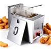 Generic Friggitrice a gas da 6 litri, friggitrice a serbatoio singolo, in acciaio inox, con coperchio e cestello, per patatine fritte domestiche e commerciali