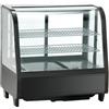 Ristoattrezzature Modello: 983400215532,Vetrina refrigerata da banco 68,2x45x67,5h cm vetro curvo 4 lati in vetro nera 100 lt 0 +12 °C