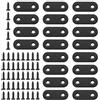 Glarks Set di 20 ganci angolari piatti dritti da 40 mm in metallo nero con giunto per piastra di riparazione con 45 viti per mobili in legno (40 x 2 mm)