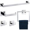 TNOMS Set di accessori per il bagno lucidato, 5 pezzi, include barra porta asciugamani, porta carta igienica, gancio per asciugamani da parete, in acciaio inossidabile.