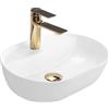 Rea - Lavabo Da Appoggio Aura 42 In Ceramica,Bianco, Ovale 42X30X12cm