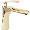 Rea - Orbit Gold Rubinetto Lavabo Basso Miscelatore Da Bagno In Ottone Miscelatore Monocomando Caldo E Freddo Regolabile (Oro) 16x4,5x17cm