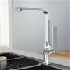 EMKE Rubinetto da cucina Cromato con design ultra sottile, 30x22x10 cm, rubinetto girevole a 360° per cucina, miscelatore in acciaio inox per cucine moderne