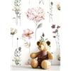 Newroom Carta da Parati TNT Floreale Rosa Camera da Letto Soggiorno | Acquerello di ortensie e anemoni bordeaux e verde, carta da parati floreale, camera dei bambini, soggiorno