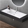 doporro Lavabo da Incasso Rettangolare 100 cm in Ceramica Bianco Lucido, Lavandino Integrato con Foro Rubinetto, Installazione su Mensola o Mobile Bagno Brüssel912