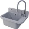 GRANITAN Lavandino da Esterno Moderno per Garage e Lavanderia - Lavatoio per Installazione Interna ed Esterna - Pilozzo da Esterno Giardino - 50x34x31 cm - (Grigio + Rubinetto del Lavello FLEX)
