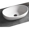 Bernstein Lavabo da appoggio TWA85 - pietra solida - bianco opaco - 50 x 32 x 14 cm, Piletta Pop-up:Con piletta Pop-up, Coperchio piletta supplementare:senza coperchio supplementare