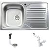Fhuller Lavello FHULLER Cucina Atmosfera TM861IRPC cm. 86X50 1 Vasca 33x37 H 15,5 Sinistra Gocciolatoio a Destra Acciaio Inox Prelucido