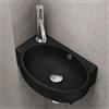 doporro Lavabo da Appoggio 42x28x15cm, Lavandino Bagno in Ceramica Nano Rivestimenti Inclusi Brüssel001R, Nero opaco