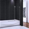 Mato Sopravasca H.140cm Parete per Vasca con Due Ante Movibili Parete Vasca Vetro Temperato Trasparente 5mm Cerniere per Fissaggio a Muro 120 cm