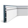 Orac Decor Orac Battiscopa SX193 200 cm x 2,2 cm x 25 cm Polistirene estruso (HDPS) classica liscia con canali passacavi primerizzato