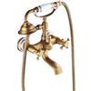 Fw Rubinetto Vasca Bagno, Miscelatore Esterno Per Vasca/doccia 2 Manopole, Con Doccetta & Tubo Flessibile 1.5M & Supporto, Ottone Anticato, Supporto a Parete Per Vasca, Bronzo